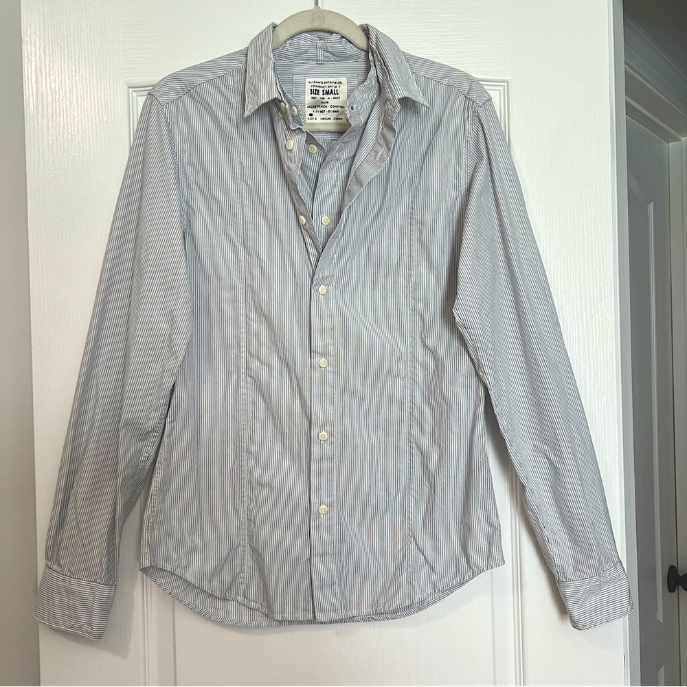 All Saints Spitalfields Limited Edition Striped Long Sleeve Button Down Shirt
